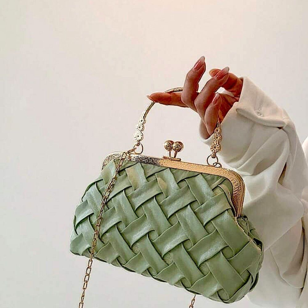 Minimalist Square Bag Small Kiss Lock Green SHEIN